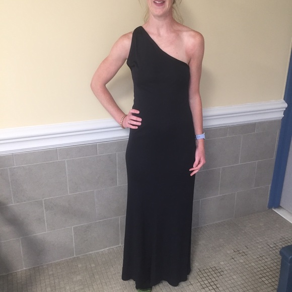 RARE JAMES DAUGHERTY Sz S Black jersey maxi dress - Picture 3 of 8